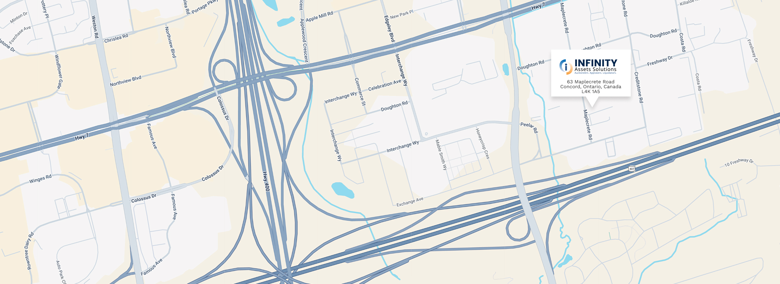 Map showing the Infinity Assets office location